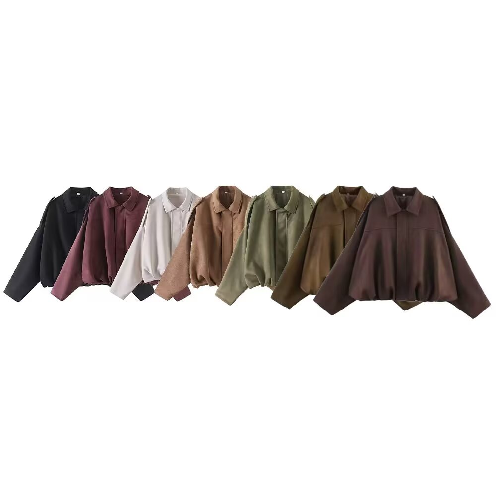 Women's 2025 new fashion loose suede leather texture jacket Coat