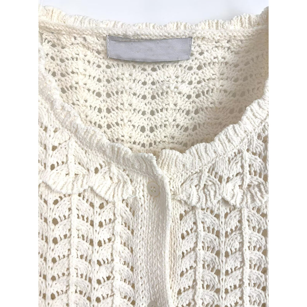 קרדיגן סרוג עם שרוולים ארוכים וצווארון O לנשים, שוליים טלאים