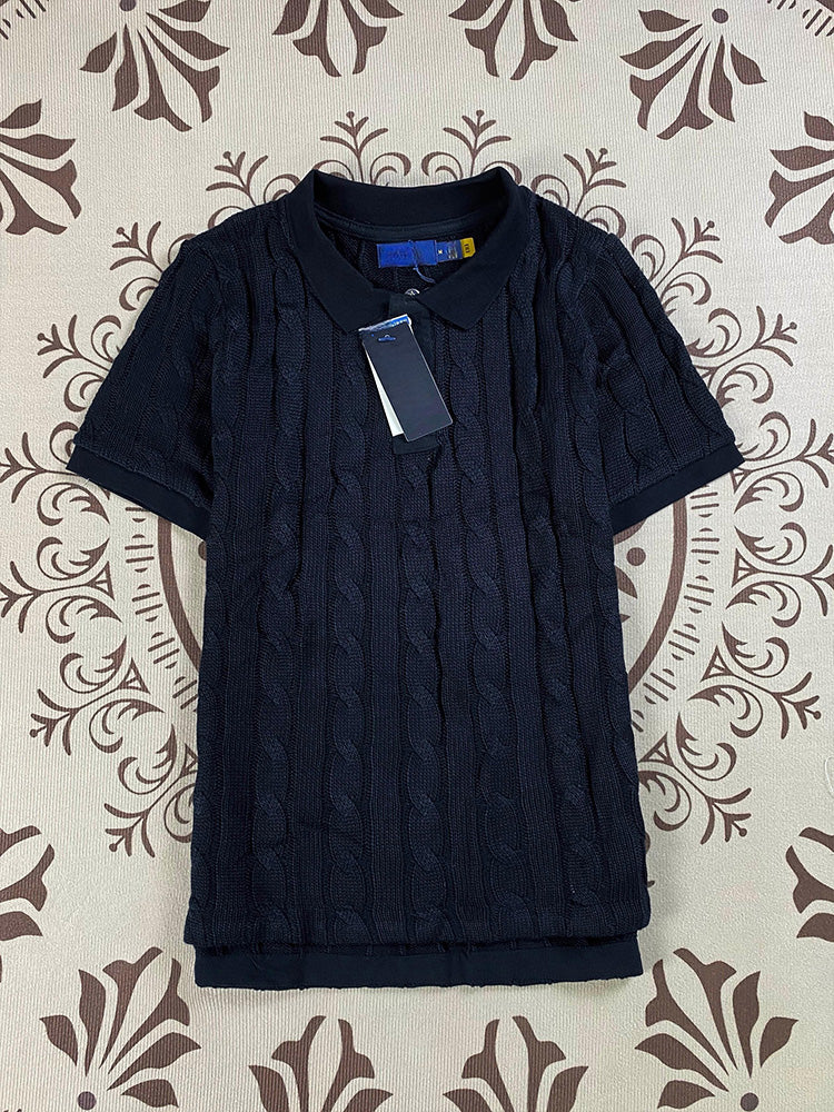 חולצת טי שירט סריגים עם דש רקום של ג'וקר לנשים