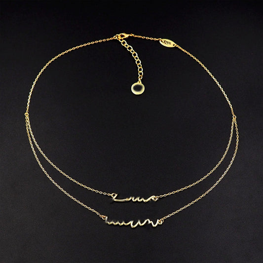 Women's new Joker double metal chain necklace