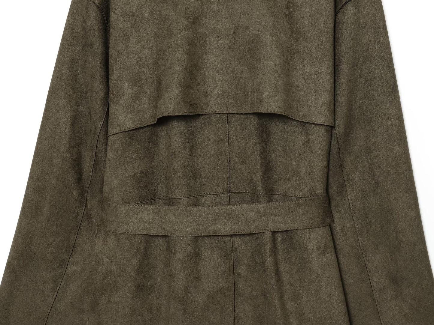 Women's new fashion with Belt long style suede effect windbreaker Coat