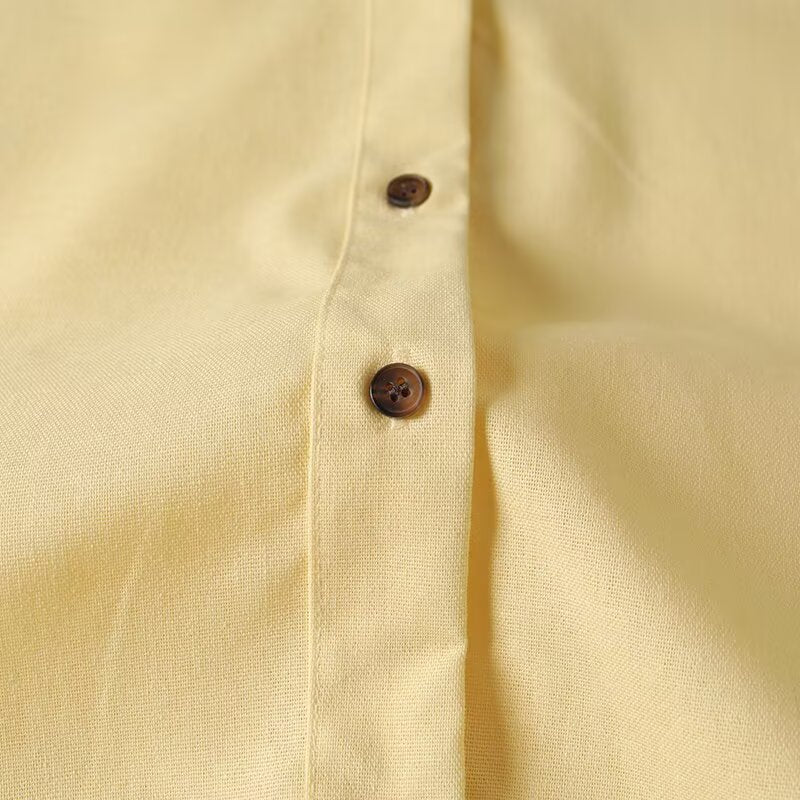 Women's 2025 new fashion loose linen blended button up shirt