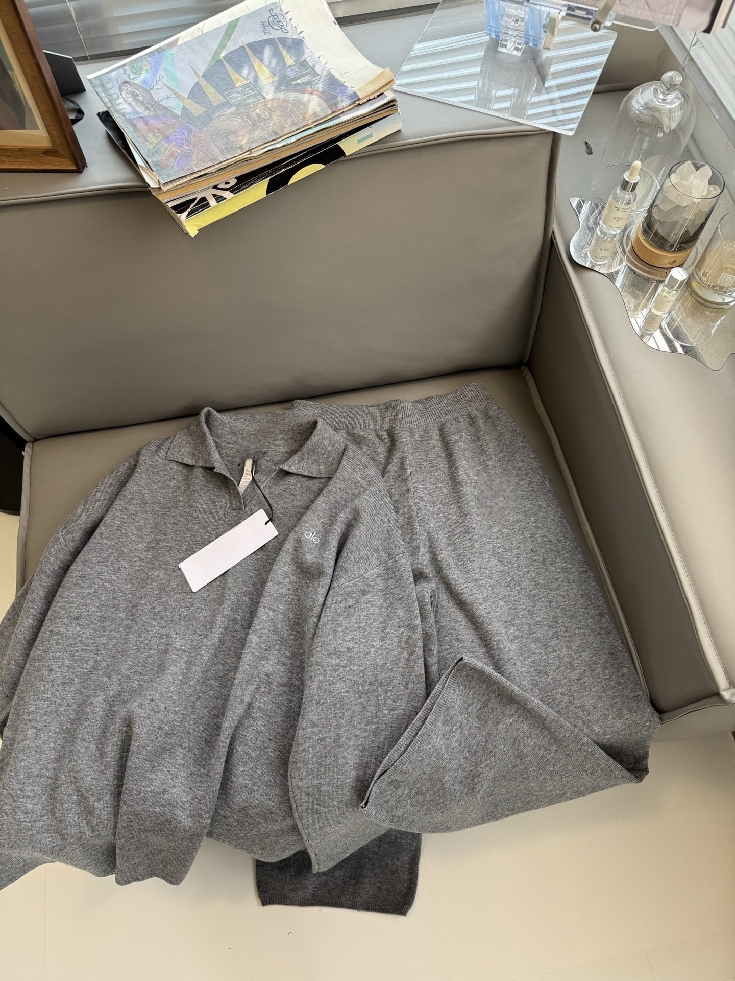 Women's new casual Joker suit Polo neck knitted pullover wide-leg trousers two-piece knitted suit