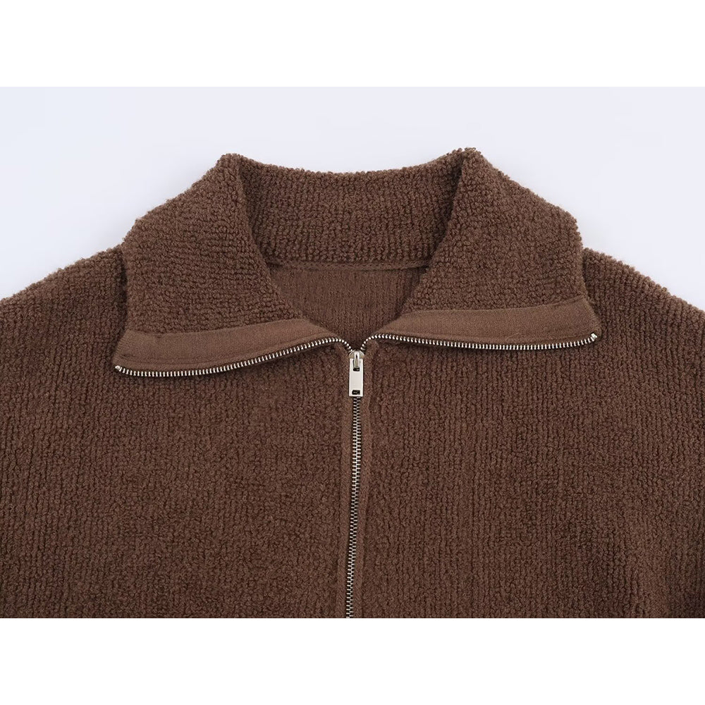 Women's lapel zipper fleece pilot jacket Coat