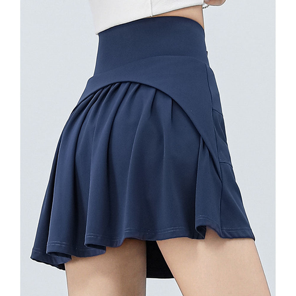 Women's New Ice Sports Wind High Waist Elastic Lining with Pocket Skirt Yoga Skirt