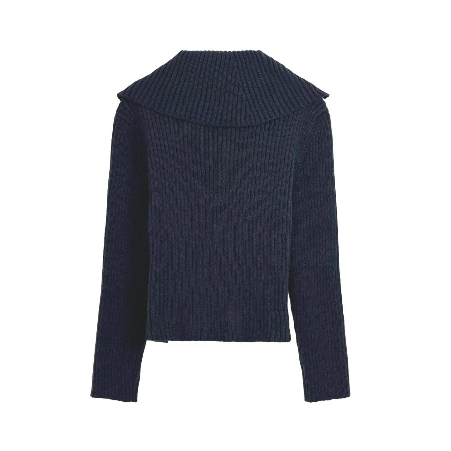 מעיל סרוג מצולע עם רוכסן כפול ורוכסן כפול לנשים