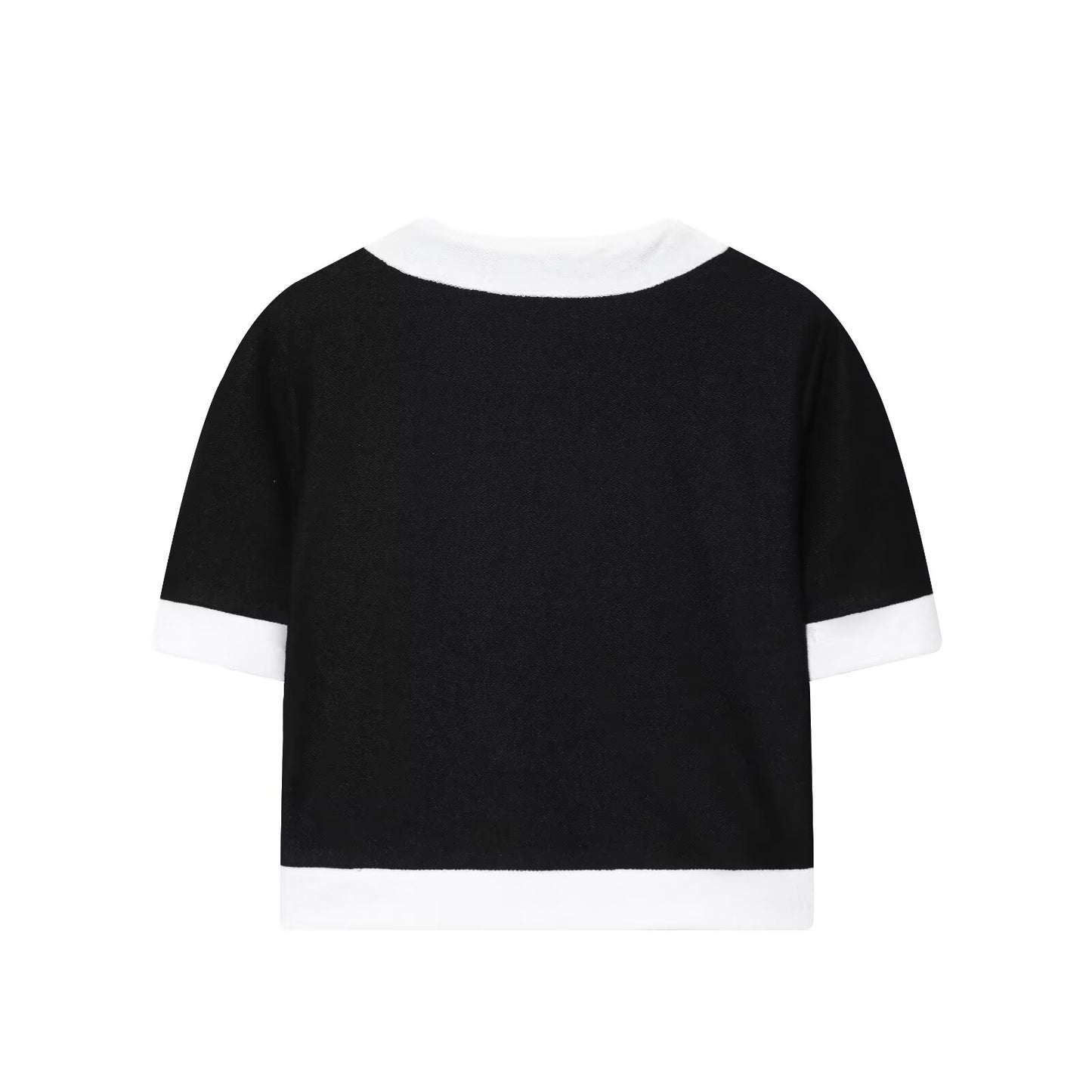 Women's 2 pieces short sleeved contrasting woolen Coat+Pants