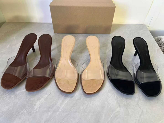 Women's 2026 New Transparent Plastic Stiletto Heel Square Toe Slimming Versatile High-Heeled Sandals