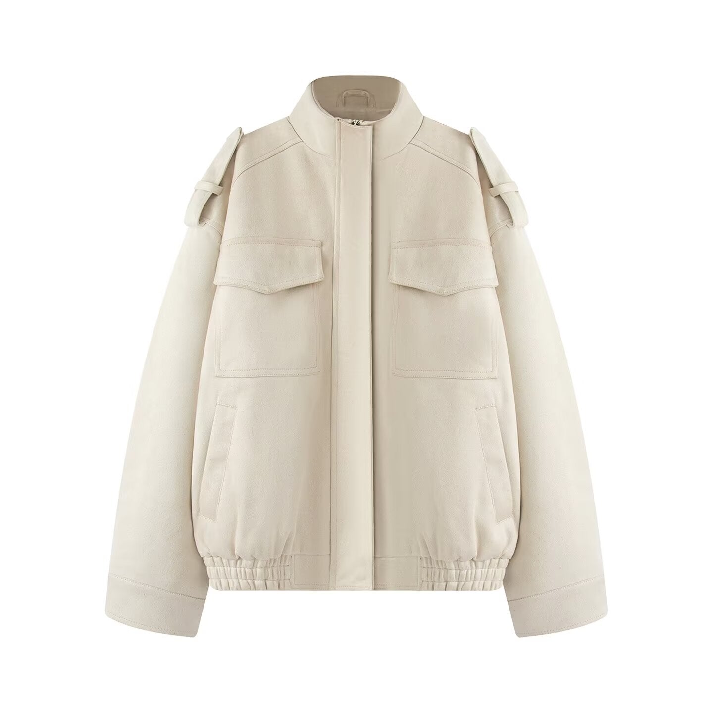 Women's New pocket decoration suede texture Faux Leather jacket