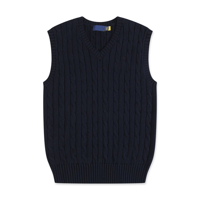 Men and women with the new casual Joker V-neck knitted solid color vest