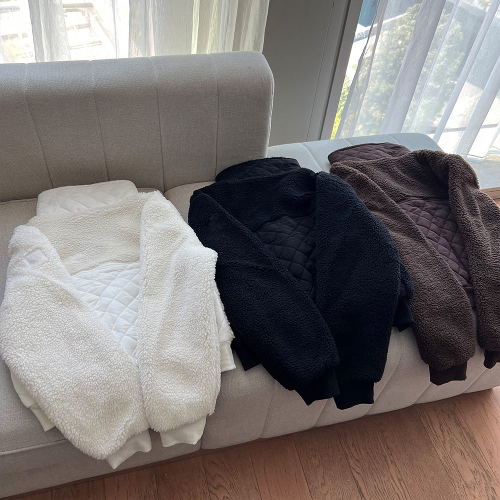 Women's Autumn and Winter New Fashion Joker Warm Cashmere Collar Short Thick Zipper Coat.