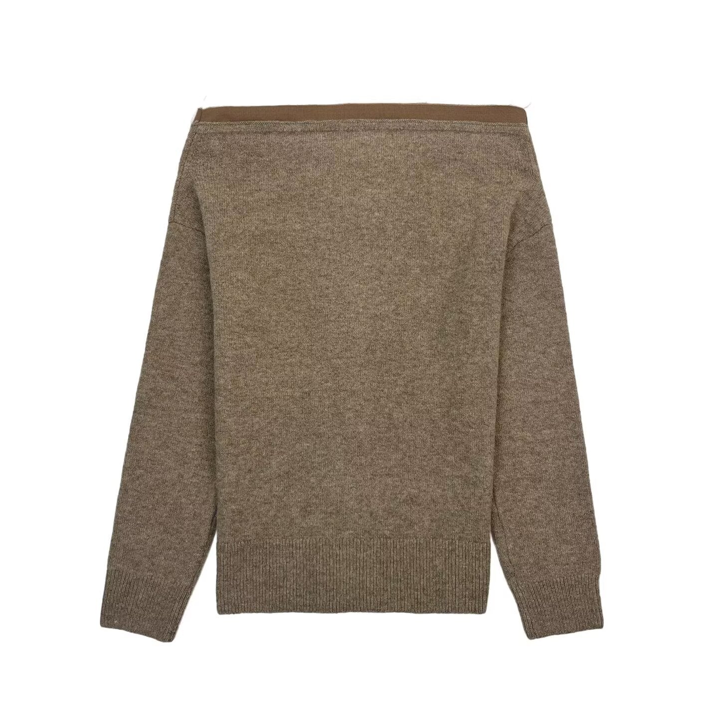 Women's new fashion asymmetrical collar off shoulder knitted Coat