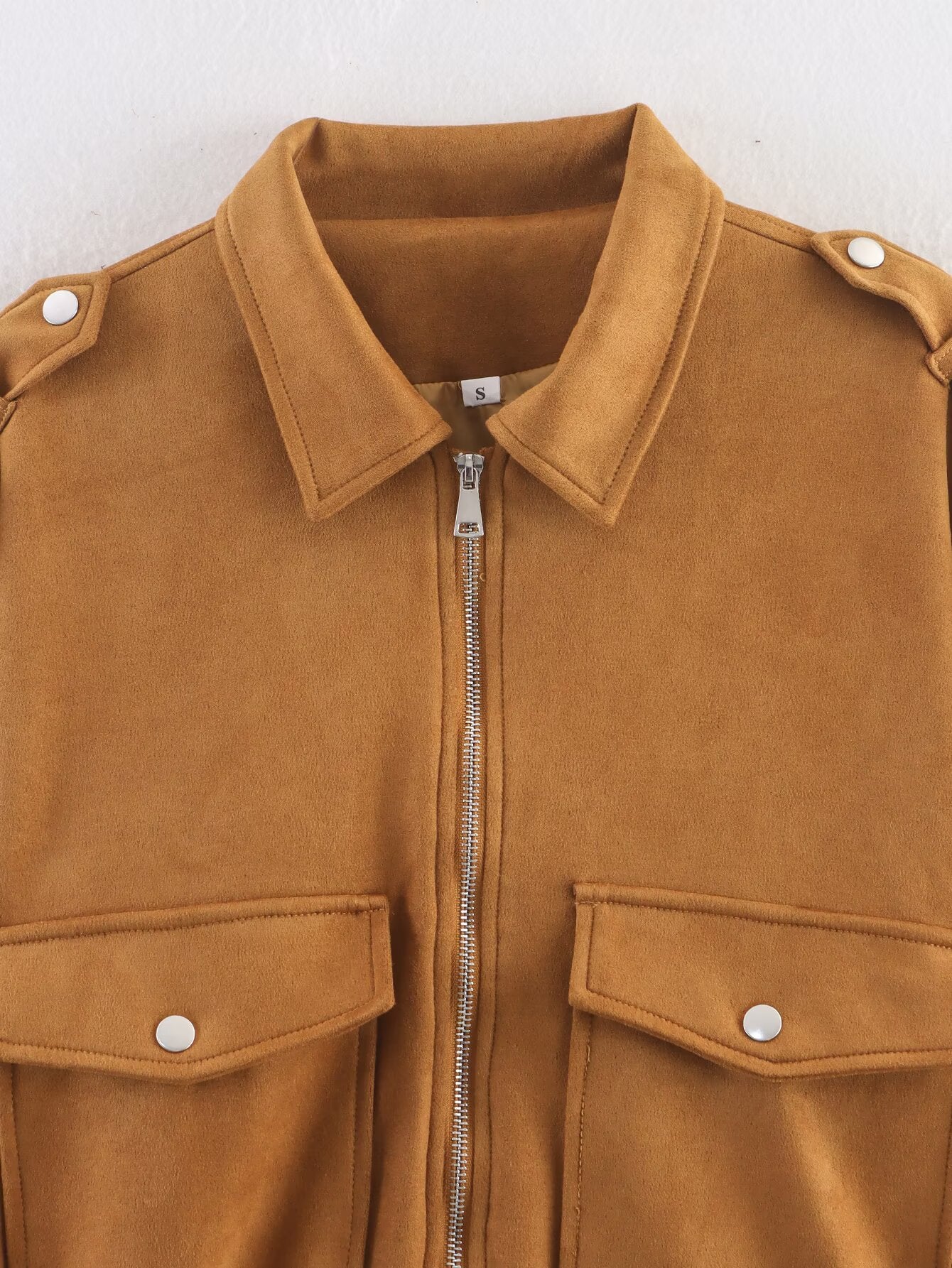 Women's new fashion suede texture loose zipper jacket Coat