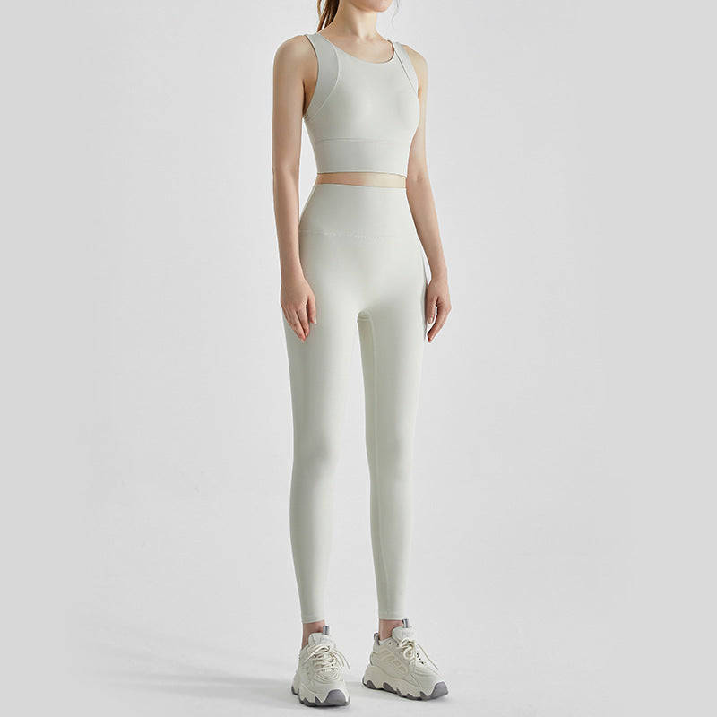 Women's Fashion Sportswear Suit Professional Running Vest High Waist Hip Fitness Pants Two-piece Suit