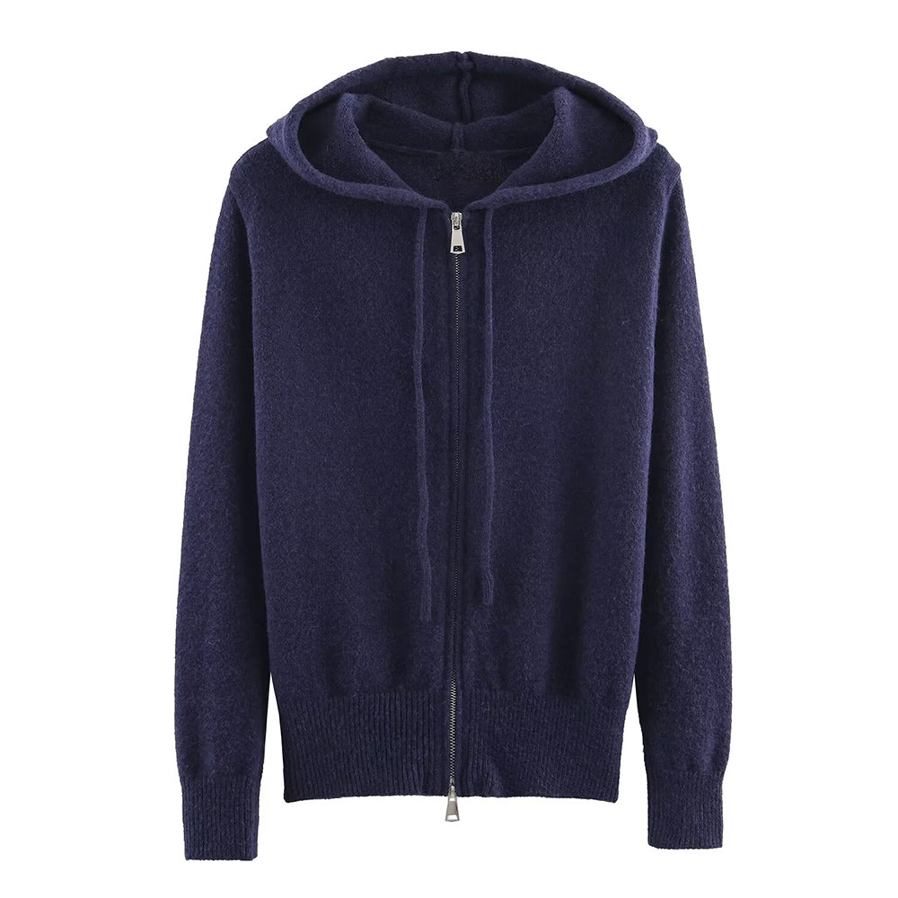 Women's new casual hooded zipper sweatshirt