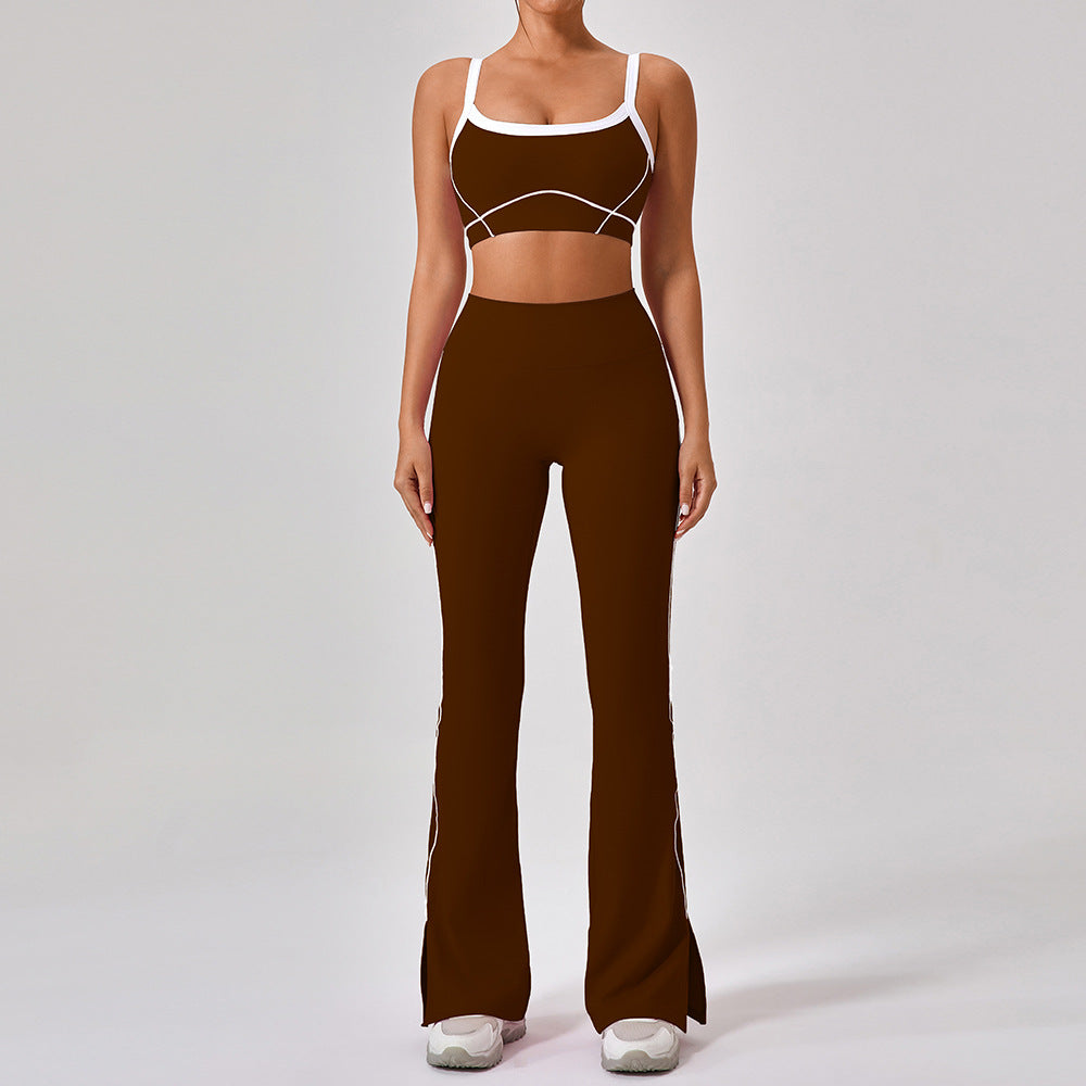 Women's new nude tight outdoor sports bra contrast suit