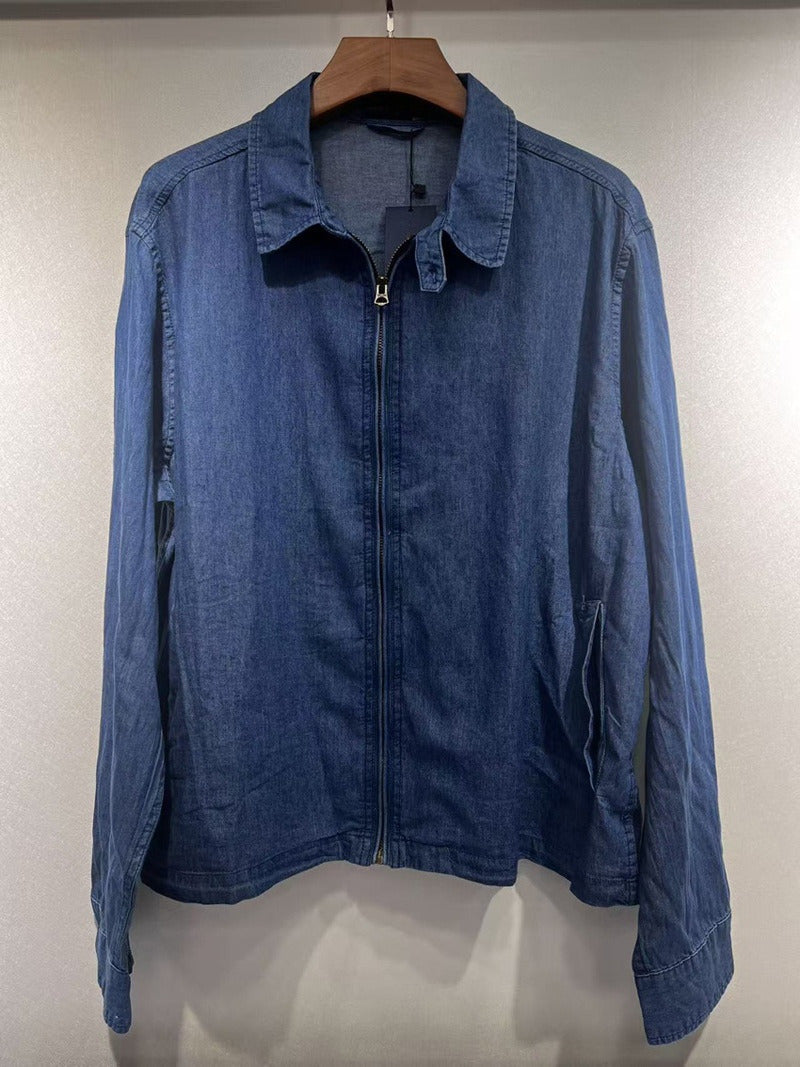 Women's Spring and Autumn Thin Lapel Embroidered Denim Long Sleeve Jacket