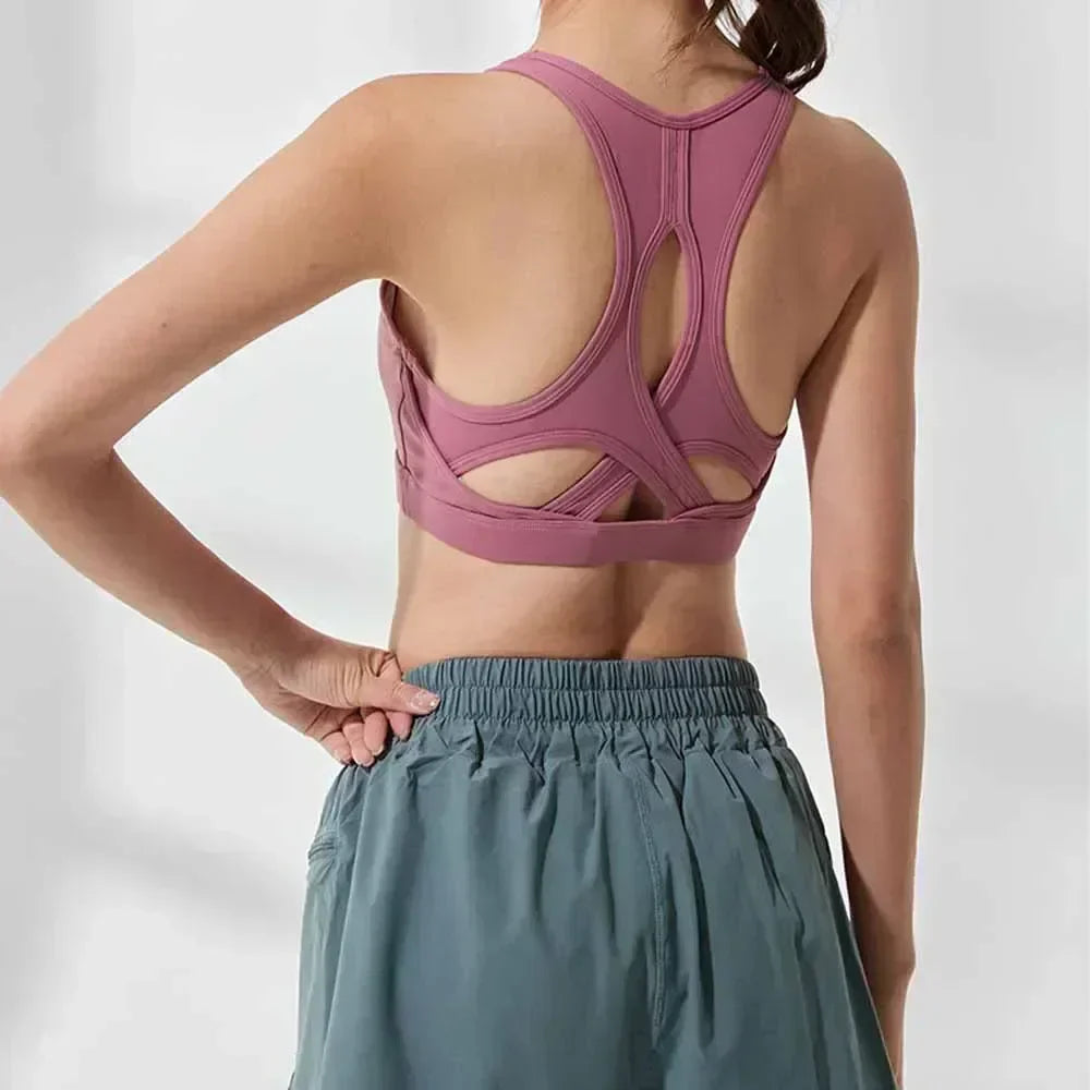 L יוגה יופי חזרה ספורט חזייה לנשים נושמות עמידות בפני זעזועים ריצה אסוף כושר חזייה במידות גדולות 