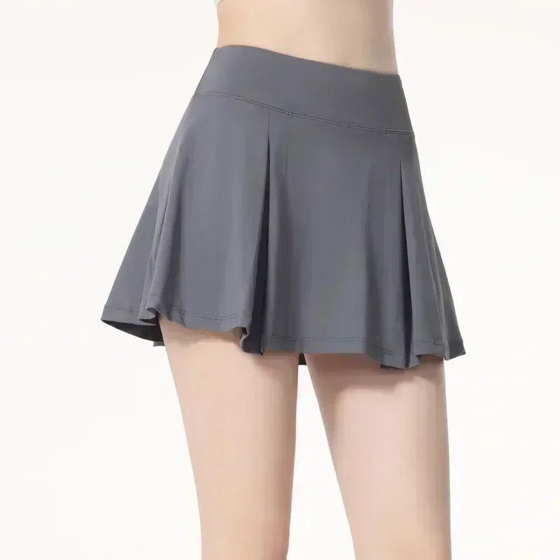 New Summer Sports Skirt Women's Tennis Anti-exposure Dry Pants Skirt Yoga Clothes Running Shorts Solid Color
