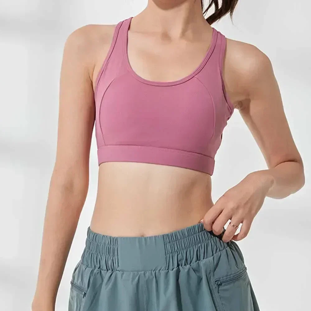 L יוגה יופי חזרה ספורט חזייה לנשים נושמות עמידות בפני זעזועים ריצה אסוף כושר חזייה במידות גדולות 