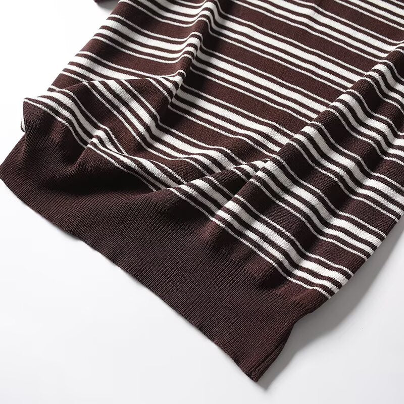 Women's new fashion short sleeved striped T-shirt top