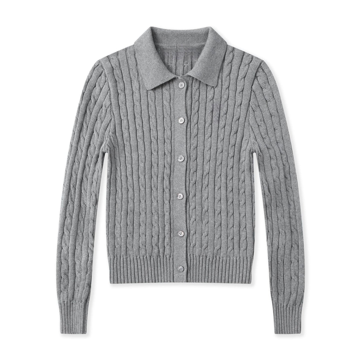 Women's New Sweater Cardigan Basic Classic Embroidered Polo Neck Slim Temperament Thin Coat