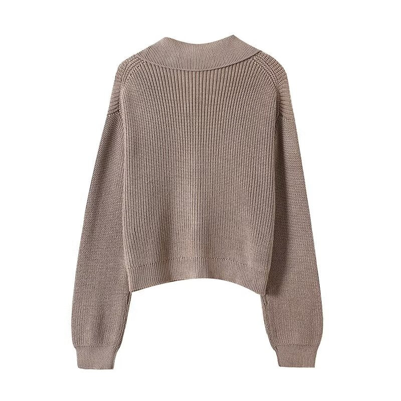 Women's new fashion casual cow horn button coarse knitted cardigan