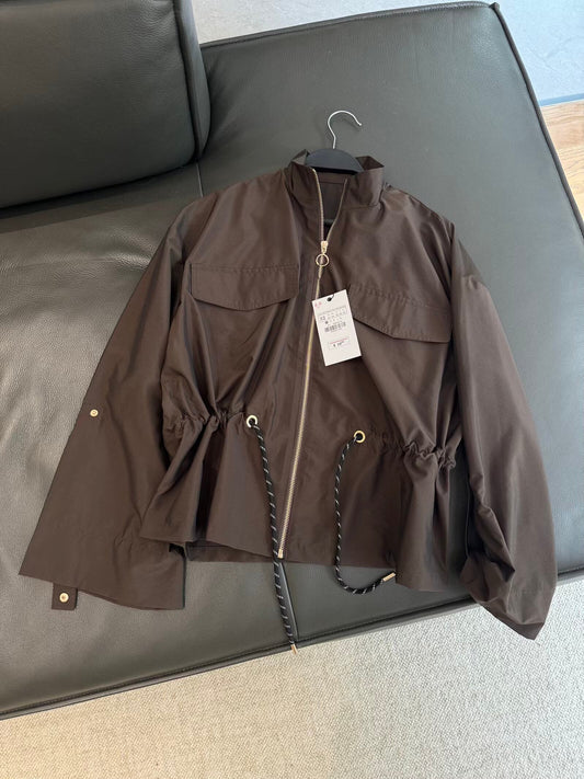 מעיל שרוכים עם צווארון עומד רופף חדש לנשים