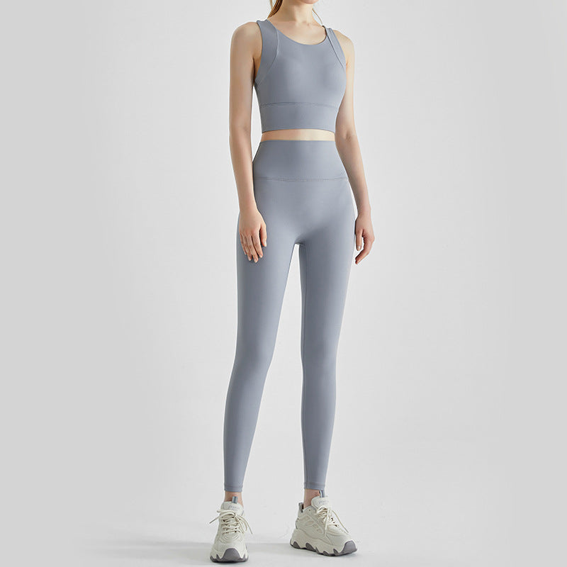 Women's Fashion Sportswear Suit Professional Running Vest High Waist Hip Fitness Pants Two-piece Suit