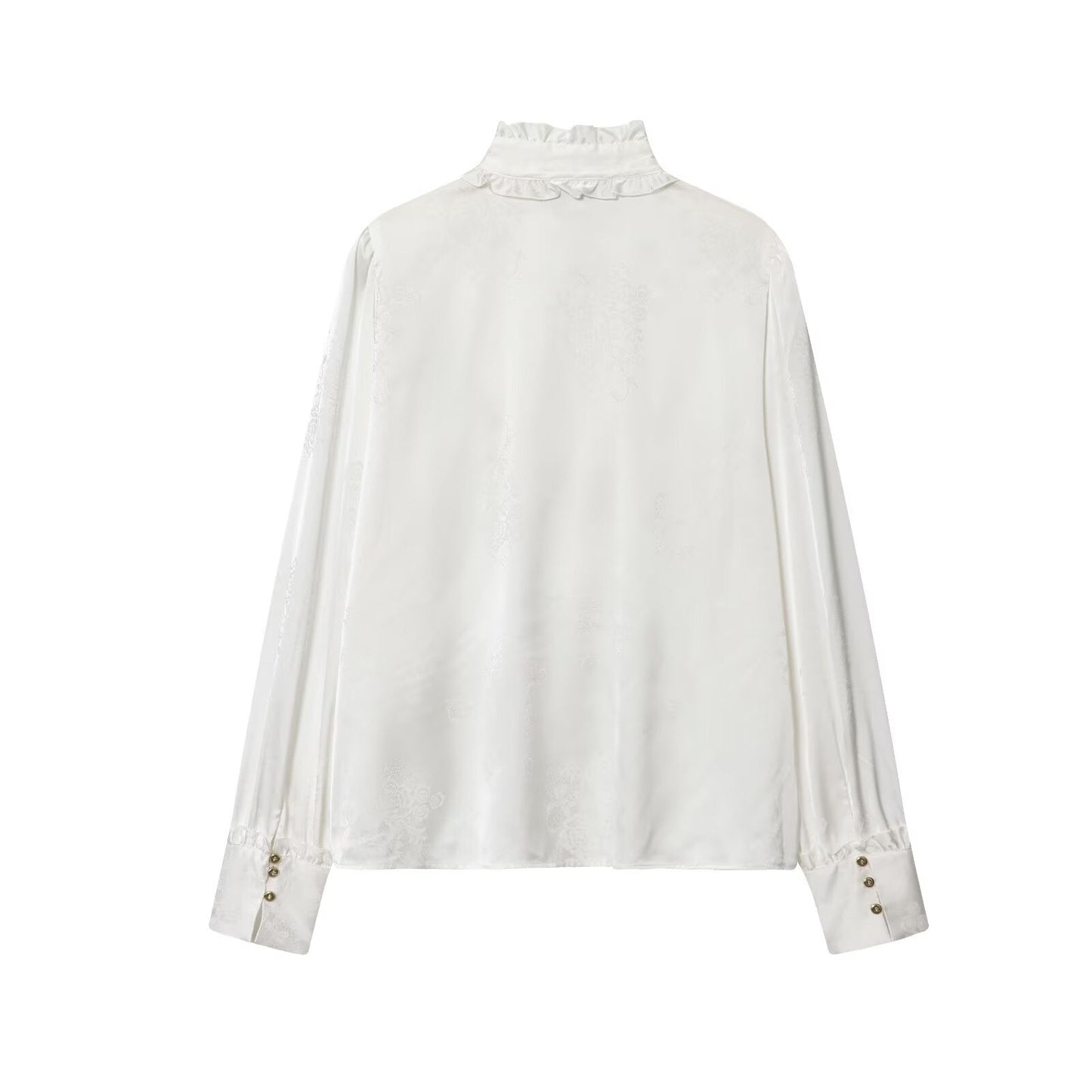 Women's new fashion long sleeved satin textured jacquard shirt