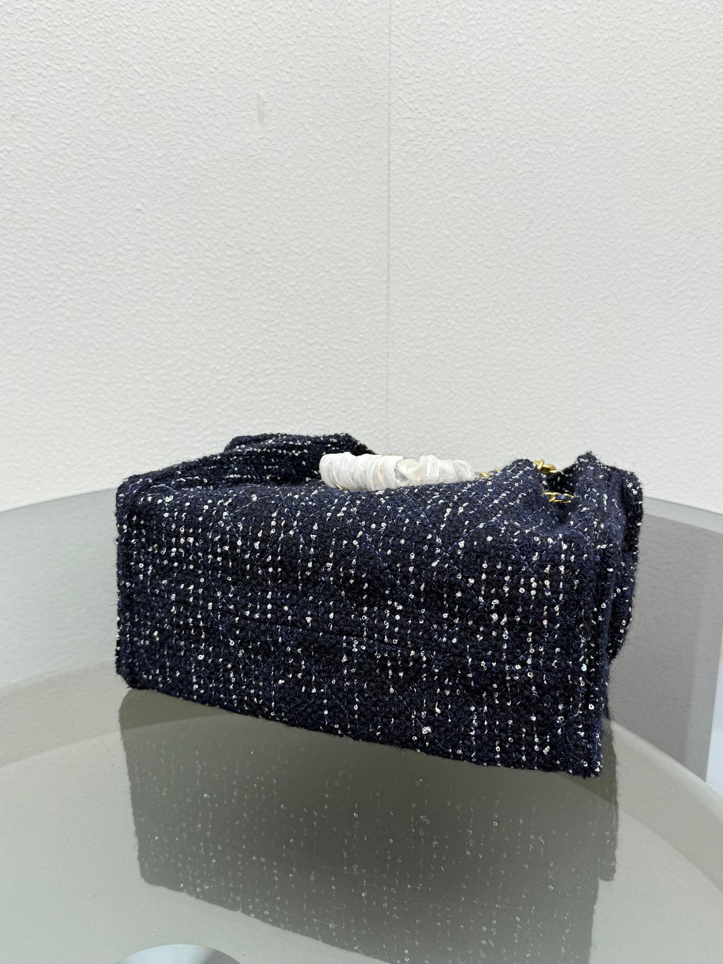 Women's New Fashion Joker Tweed Textured Metal Chain Shoulder Bag Messenger Bag