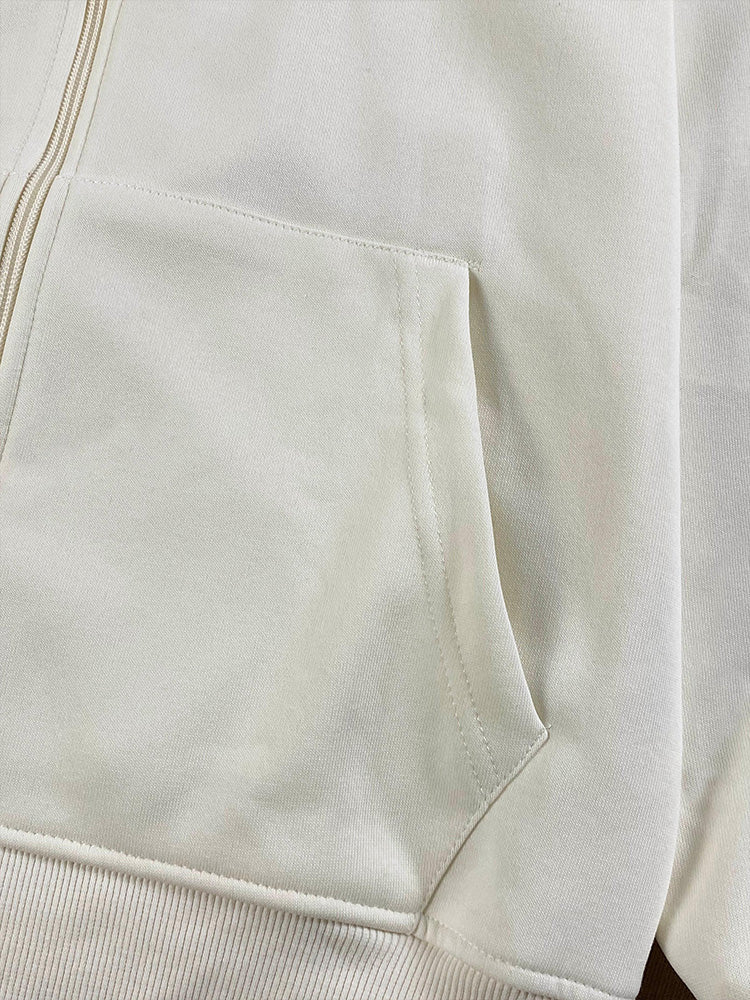 סוודר חדש לנשים עם רקמה של ג'וקר, עיצוב כיסים, שרוולים ארוכים ורוכסן.