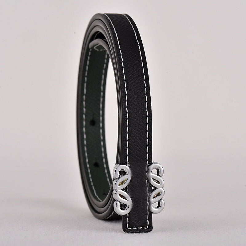 Women's new Joker metal accessories smooth buckle design fashion thin belt belt With a box.