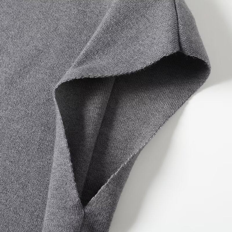 Women's new fashion high neck flying sleeve knitted vest+Skirts suit