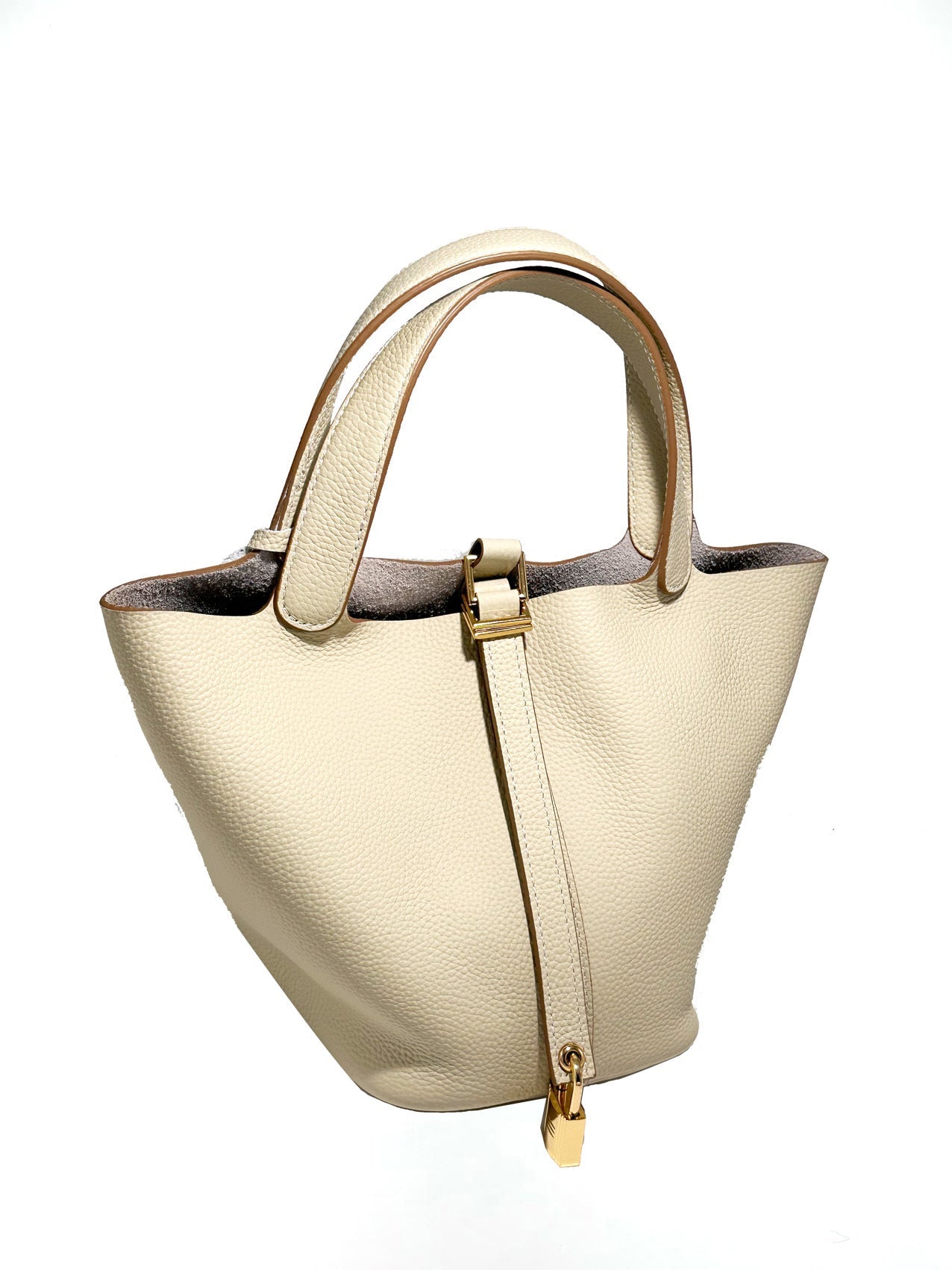 Women's New Casual Fashion Bucket Bag Leather First Leather Portable Shopping Basket Bag