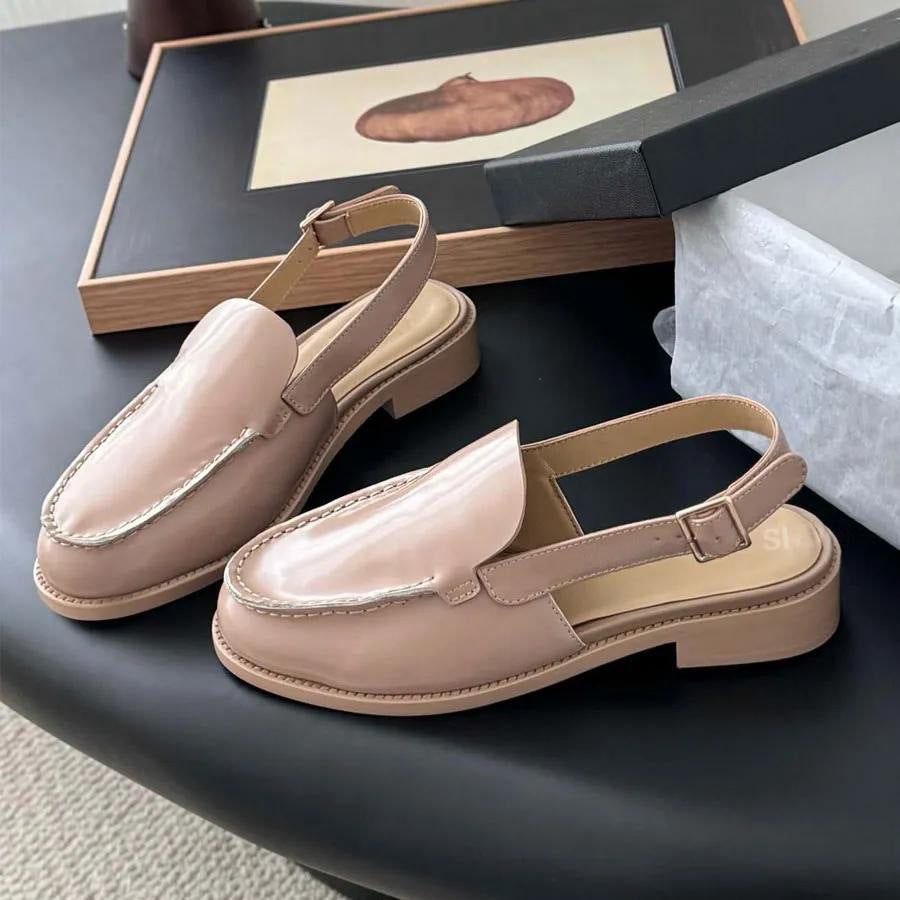 Women's new fashion Joker leather British style flat-bottomed lazy loafers shoes small leather shoes have a shoe box