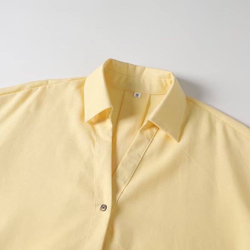 Women's 2025 new fashion loose linen blended button up shirt