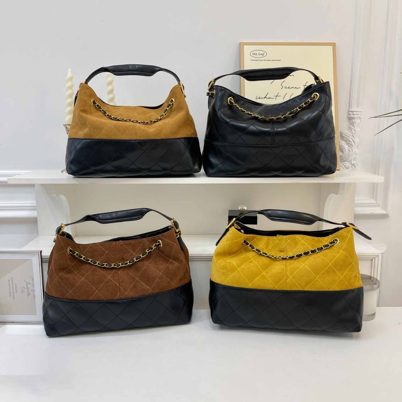 Women's New Joker Large-capacity Contrast Retro Chain One-shoulder Underarm Bag Portable Crossbody Bag