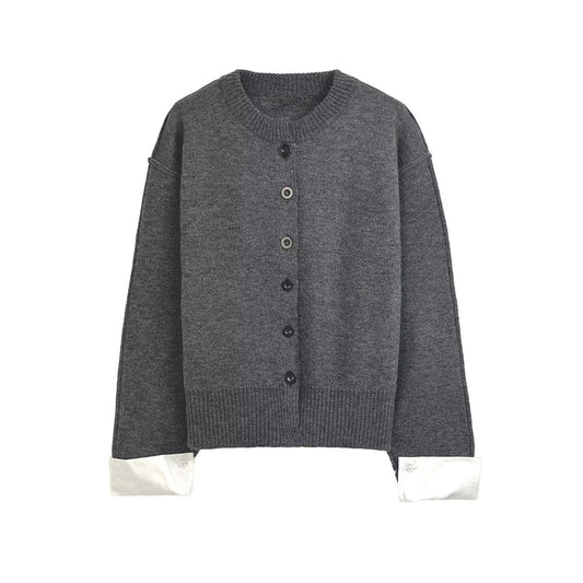 קרדיגן סרוג עם צווארון O וטקסטורה רכה ואופנה חדשה לנשים