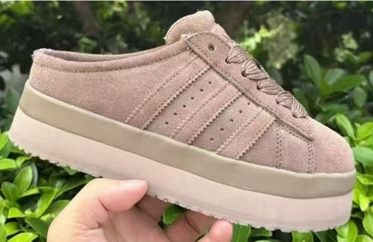 Women's casual fleece-lined platform slippers, have a shoe box