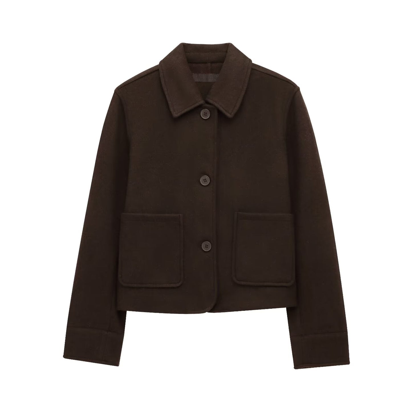 Women's new fashion long sleeved lapel soft texture jacket