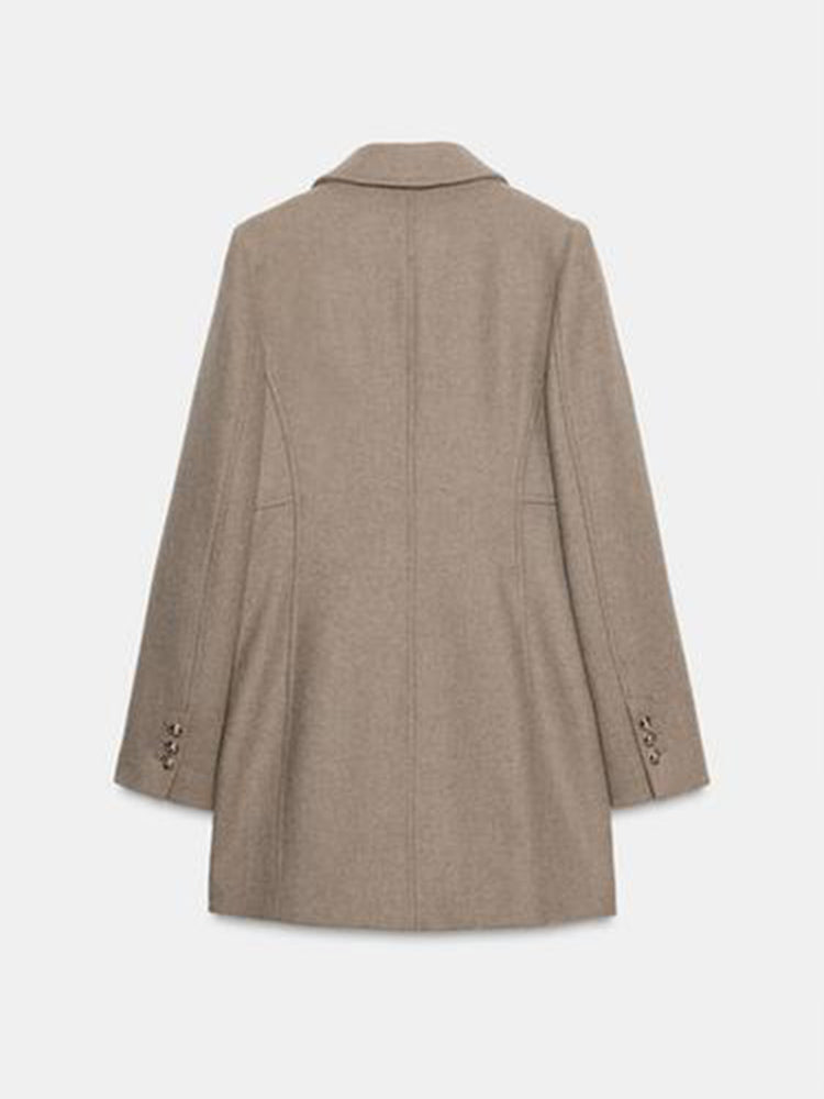 Women's new fashion warm double breasted wool blended coat jacket