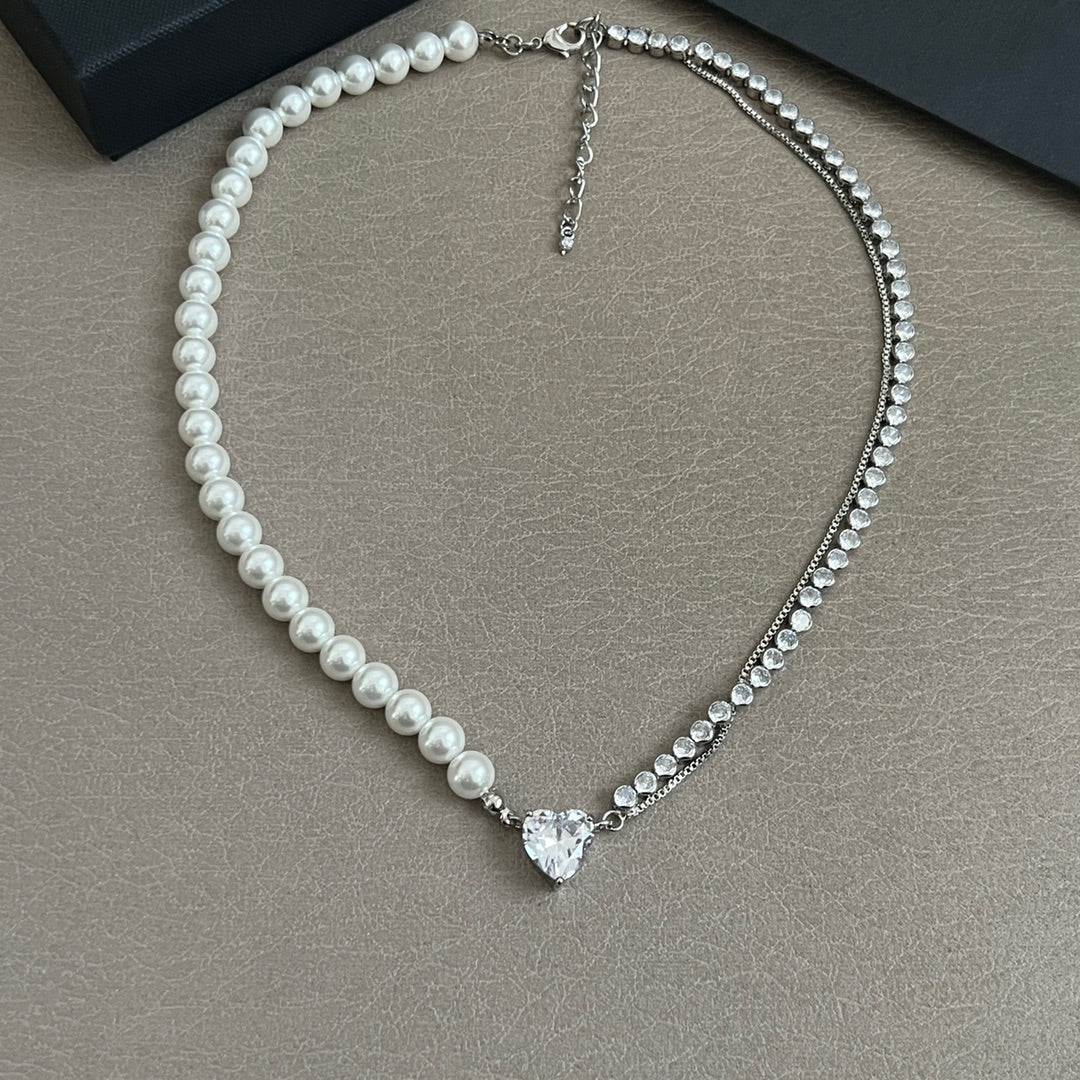 Women's new Joker Diamond Double Chain Necklace