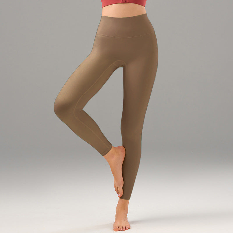 מכנסי כושר חדשים בצבע עירום לנשים, נושם, מופחת וזיעה, מרגיעים את המותניים ומגדילים את הירכיים 