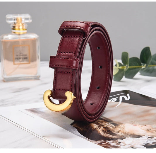 Women's New Casual Joker Multicolor Leather Vacuum Plating Vintage Bronze Buckle Buckle Belt. With box