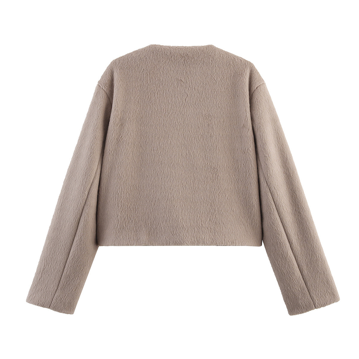 Women's short round neck wool blend Coat