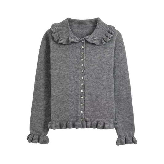 קרדיגן סרוג עם דש ארוכות שרוולים ושכבות אופנתי חדש לנשים