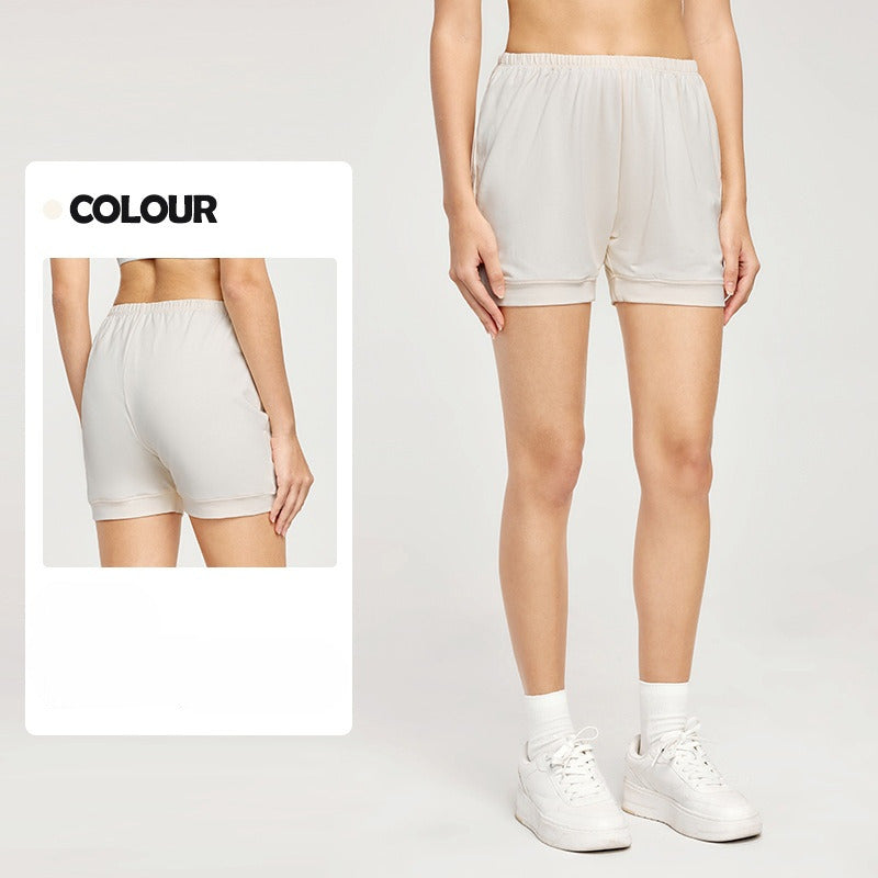 Women's New Fashion Joker Solid Color Cotton Loose Breathable Shorts Anti-exposure Elastic Fitness Yoga Shorts