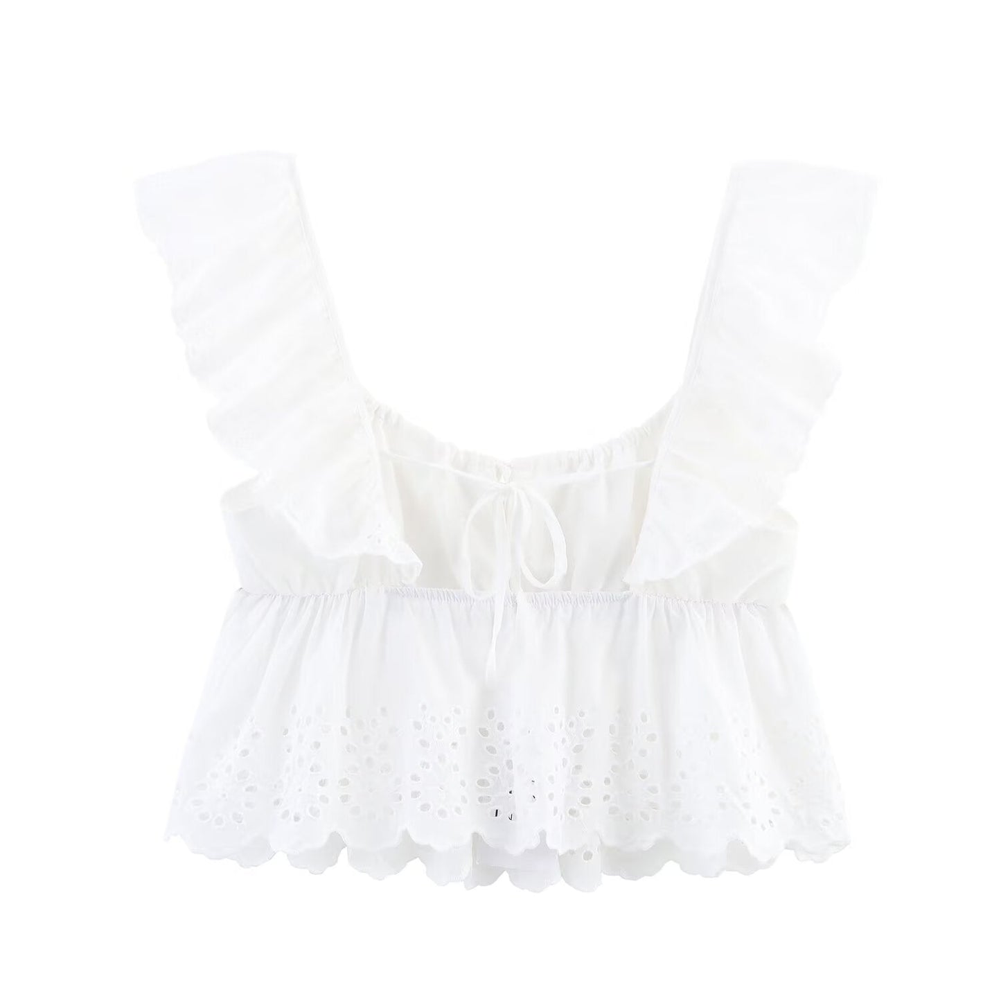 Summer women's new hollow embroidery layered decorative top+Shorts suit