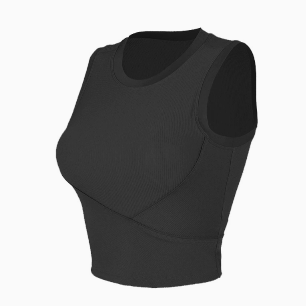 LU Women's Rib Running Vest Women's Summer Yoga Shirt with Chest Pad Sleeveless Beauty Back Fitness Underwear